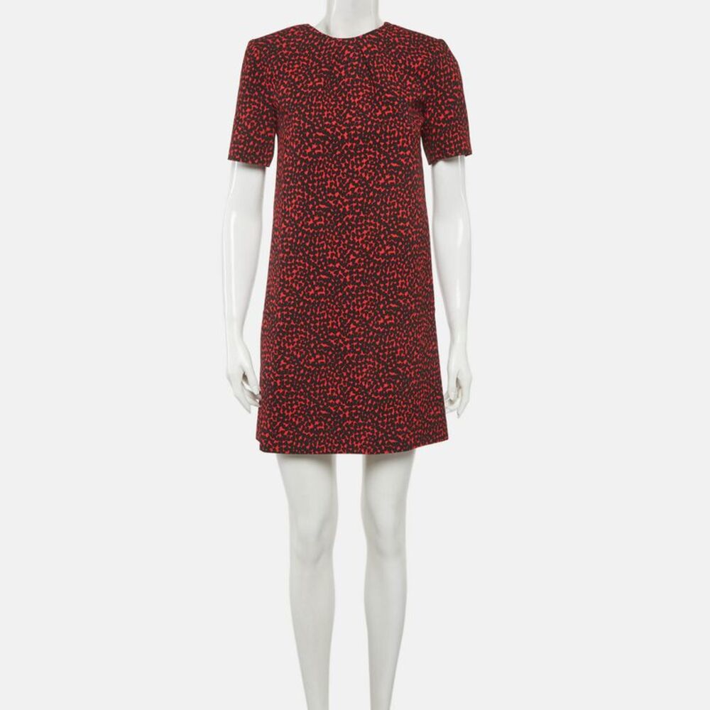 Saint Laurent Paris Black Hearts Print Crepe Mini Dress S - Picture 2 of 7